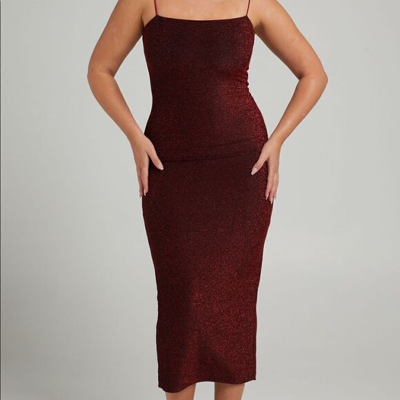 Showpo Wine Sparkly Dress - Picture 2 of 4